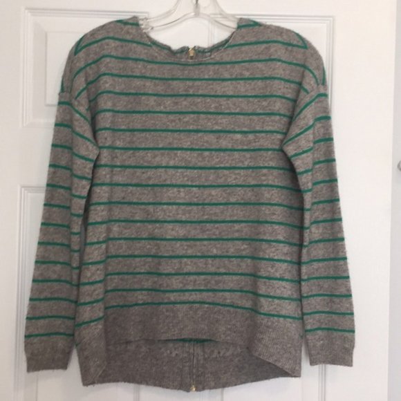 Halogen wool/cashmere striped hi-lo sweater - Picture 1 of 5